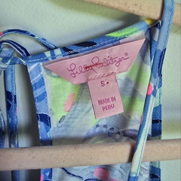 Lilly Pulitzer Margot Blue Pinch Pinch Tassel Swing Halter Sun Dress SZ Small - Picture 7 of 9